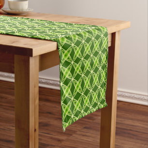 Mid Century Modern Atomic Print - Olive Green Short Table Runner