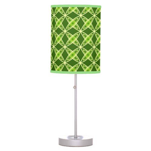 Mid Century Modern Atomic Print _ Olive Green Table Lamp