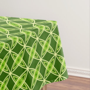 Mid Century Modern Atomic Print - Olive Green Tablecloth