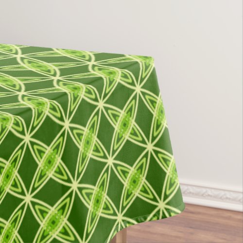 Mid Century Modern Atomic Print _ Olive Green Tablecloth
