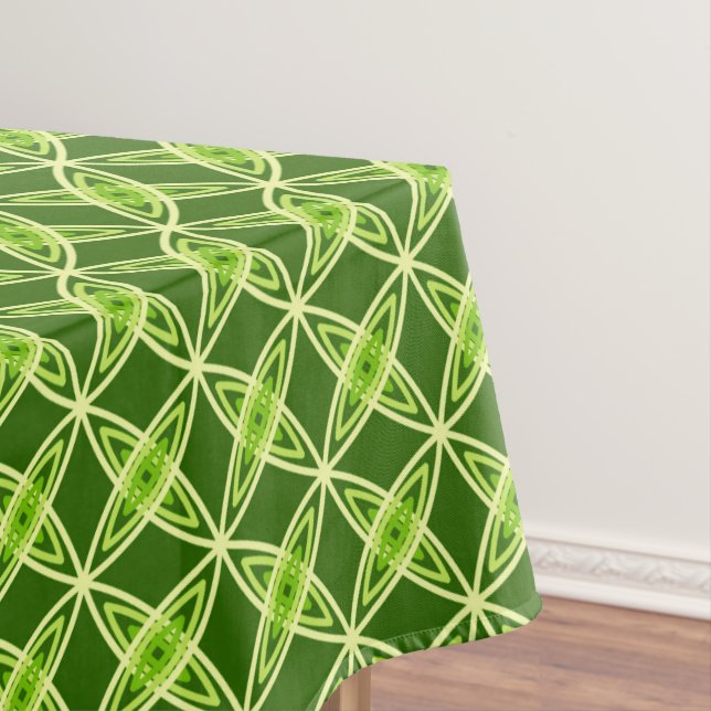 Mid Century Modern Atomic Print - Olive Green Tablecloth (In Situ)