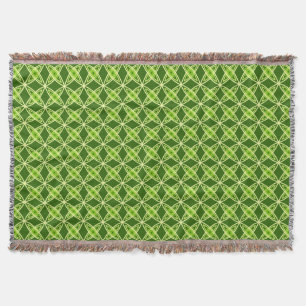 Mid Century Modern Atomic Print - Olive Green Throw Blanket