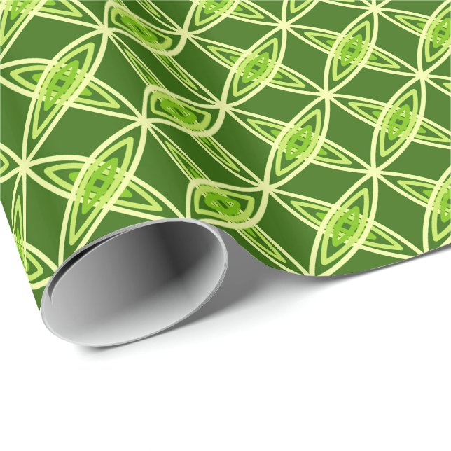 Mid Century Modern Atomic Print - Olive Green Wrapping Paper (Roll Corner)