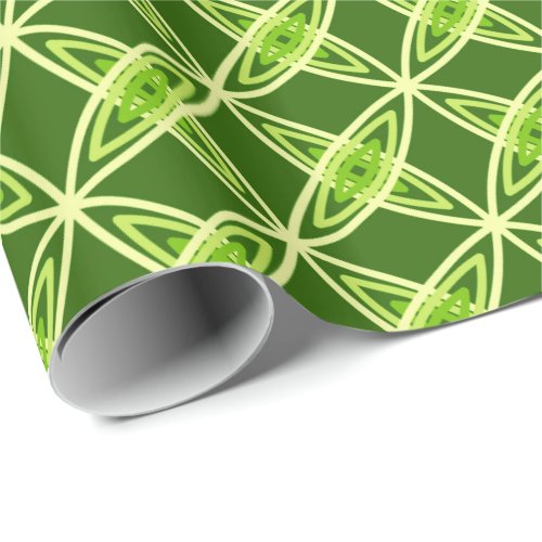 Mid Century Modern Atomic Print _ Olive Green Wrapping Paper