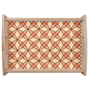 Mid Century Modern Atomic Print - Pastel Peach Serving Tray