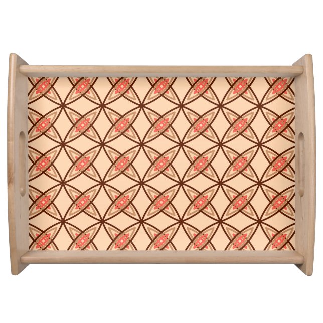 Mid Century Modern Atomic Print - Pastel Peach Serving Tray (Front)