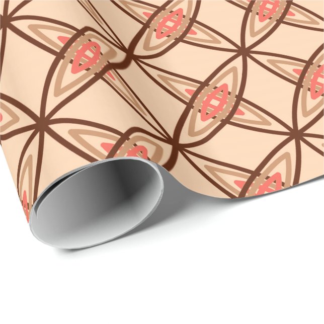Mid Century Modern Atomic Print - Pastel Peach Wrapping Paper (Roll Corner)