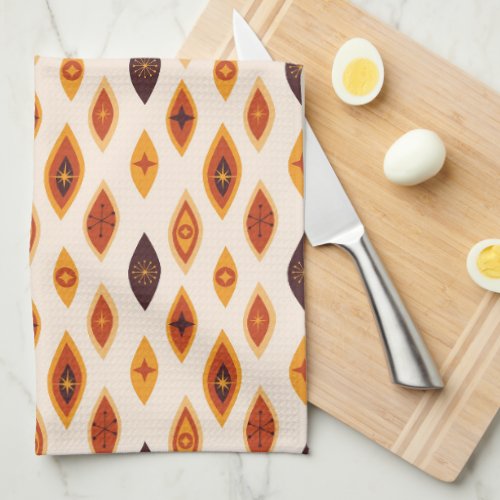 Mid Century Modern Atomic Shapes Earthy Tones Kitchen Towel