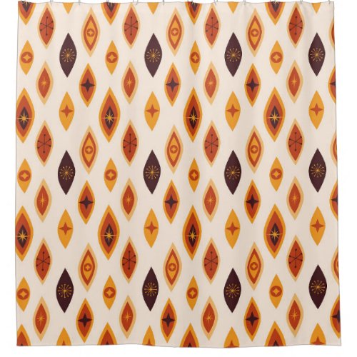 Mid Century Modern Atomic Shapes Earthy Tones Shower Curtain