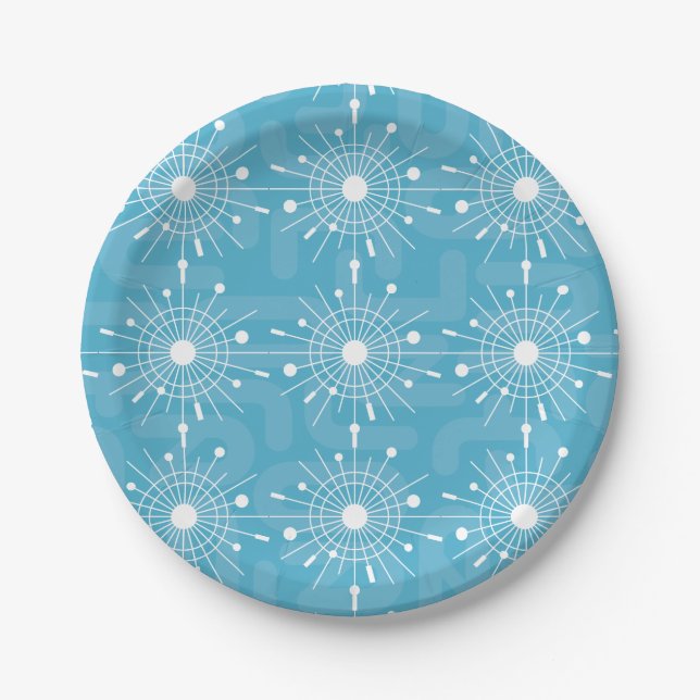 Mid Century Modern Atomic Sputnik Snowflake MOD Paper Plates (Front)