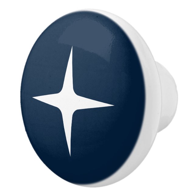 Mid Century Modern Atomic Star Retro Minimal Ceramic Knob (Right)