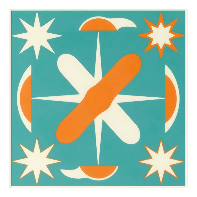 Mid Century Modern Atomic Starburst Acrylic Print (Front)