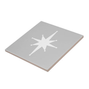 Mid Century Modern Atomic Starburst Gray and White Ceramic Tile
