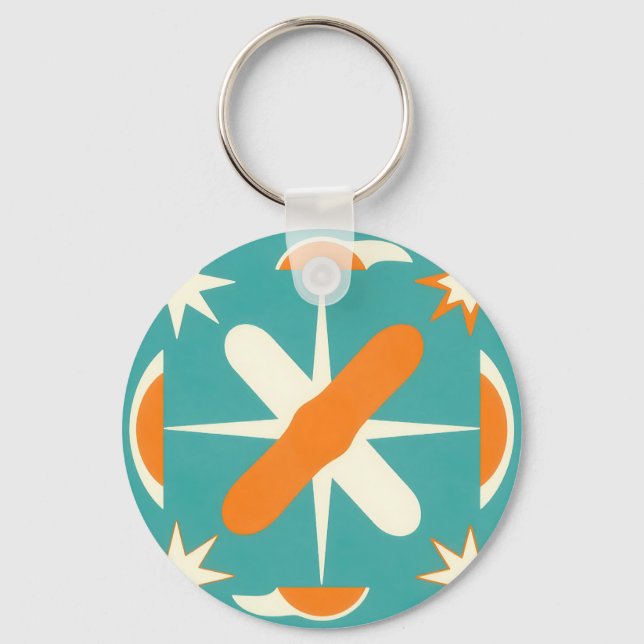 Mid Century Modern Atomic Starburst Keychain (Front)