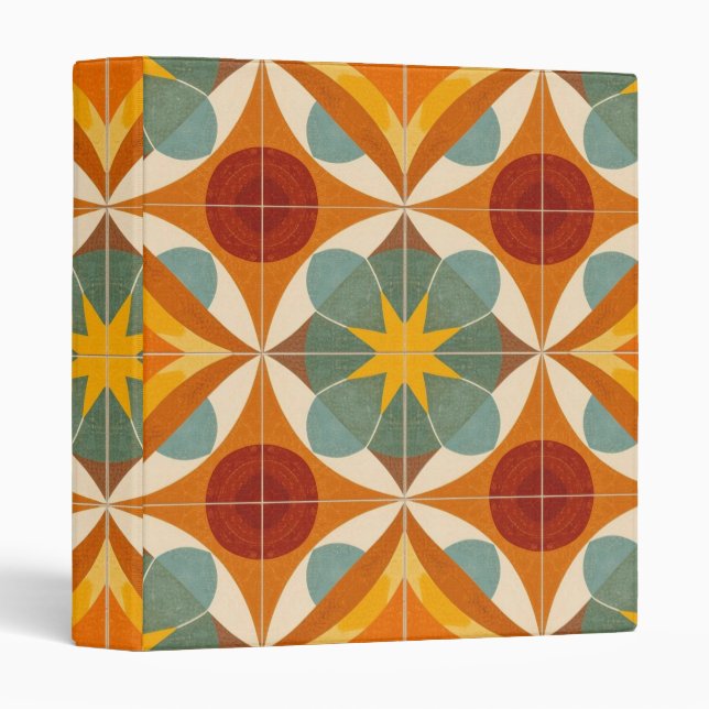 Mid Century Modern Atomic Starburst Pattern 3 Ring Binder (Front/Spine)