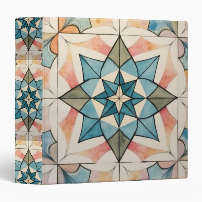 Mid Century Modern Atomic Starburst Pattern 3 Ring Binder (Front/Spine)