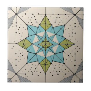 Mid Century Modern Atomic Starburst Pattern Ceramic Tile