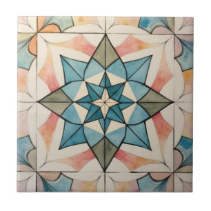 Mid Century Modern Atomic Starburst Pattern Ceramic Tile