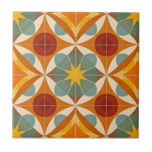 Mid Century Modern Atomic Starburst Pattern Ceramic Tile