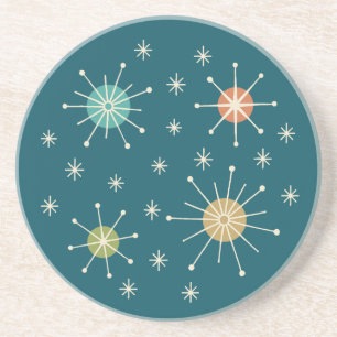 Mid Century Modern Atomic Starburst Pattern Coaster