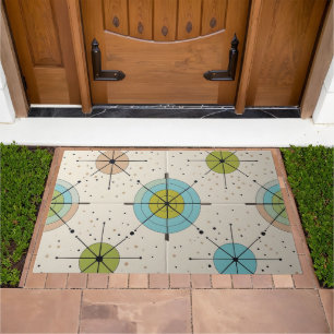 Mid Century Modern Atomic Starburst Pattern Doormat