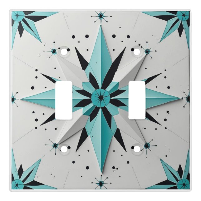 Mid Century Modern Atomic Starburst Pattern Light Switch Cover (Front)