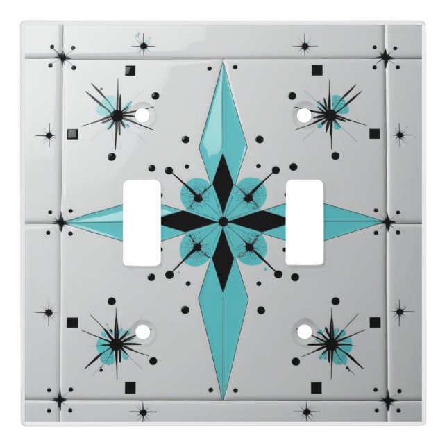 Mid Century Modern Atomic Starburst Pattern Light Switch Cover (Front)