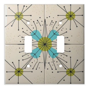 Mid Century Modern Atomic Starburst Pattern Light Switch Cover