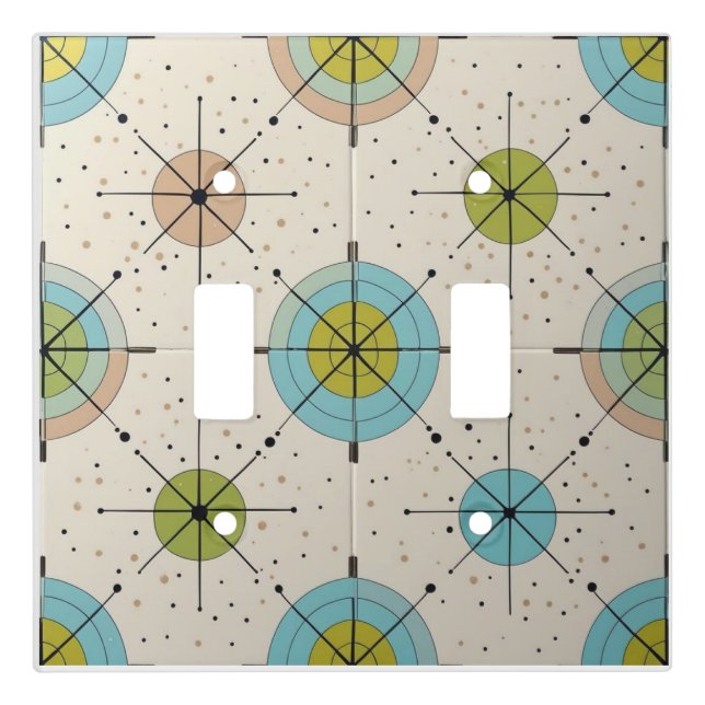 Mid Century Modern Atomic Starburst Pattern Light Switch Cover (Front)