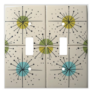 Mid Century Modern Atomic Starburst Pattern Light Switch Cover