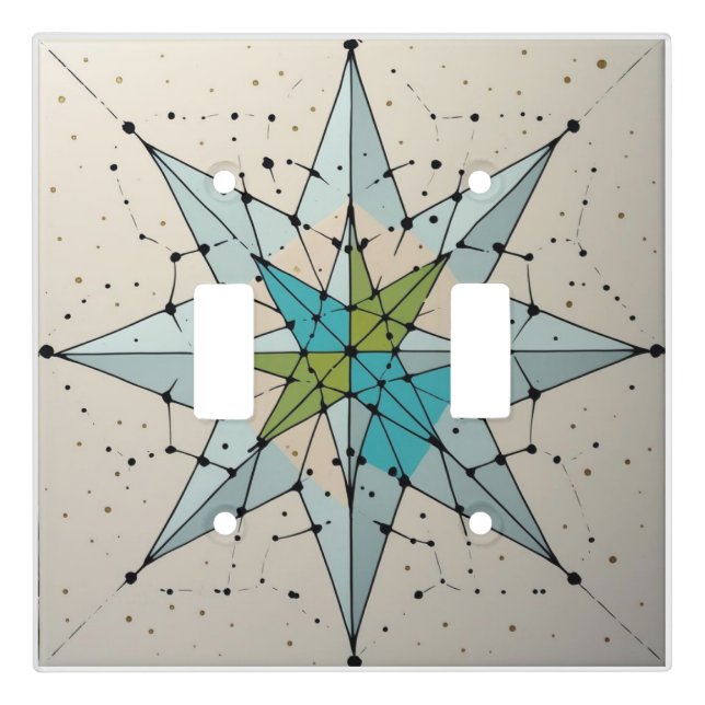 Mid Century Modern Atomic Starburst Pattern Light Switch Cover (Front)