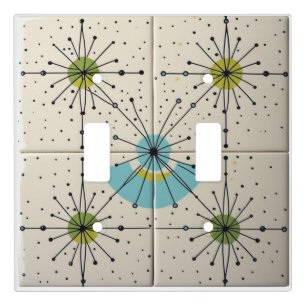 Mid Century Modern Atomic Starburst Pattern Light Switch Cover