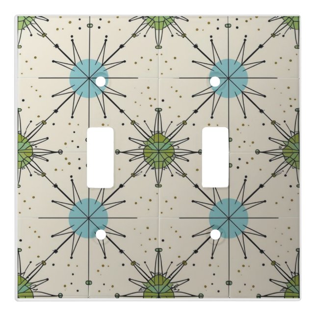 Mid Century Modern Atomic Starburst Pattern Light Switch Cover (Front)