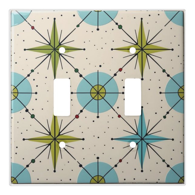 Mid Century Modern Atomic Starburst Pattern Light Switch Cover (Front)