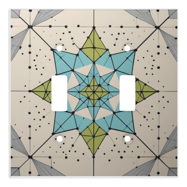 Mid Century Modern Atomic Starburst Pattern Light Switch Cover (Front)