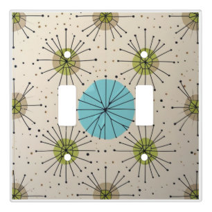 Mid Century Modern Atomic Starburst Pattern Light Switch Cover