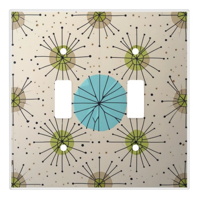 Mid Century Modern Atomic Starburst Pattern Light Switch Cover (Front)