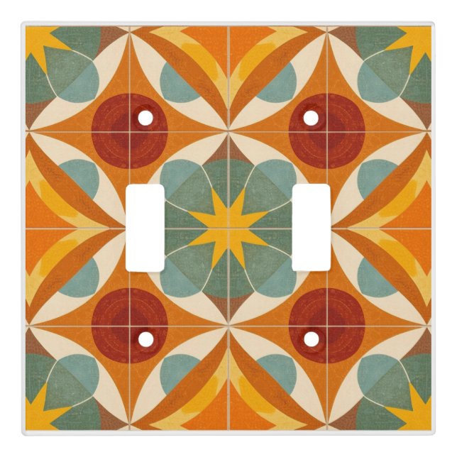 Mid Century Modern Atomic Starburst Pattern Light Switch Cover (Front)