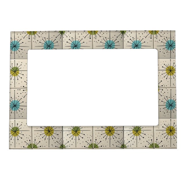 Mid Century Modern Atomic Starburst Pattern Magnetic Frame (Front)