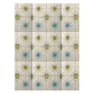 Mid Century Modern Atomic Starburst Pattern Tablecloth