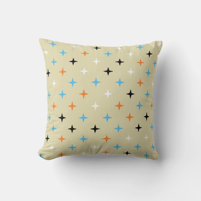 Mid Century Modern Atomic Starburst Throw Pillow (Front)