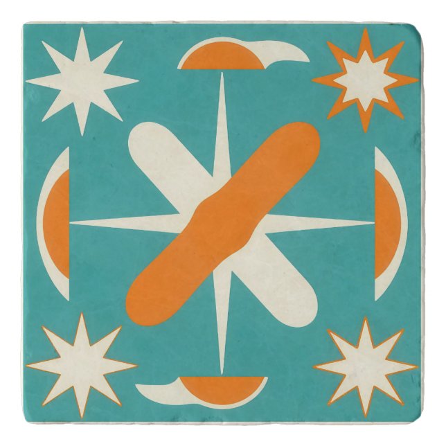 Mid Century Modern Atomic Starburst Trivet (Front)