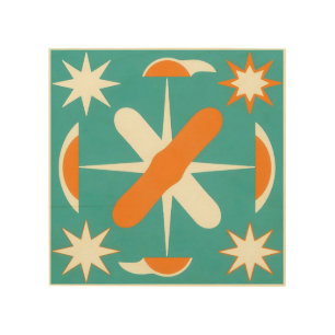 Mid Century Modern Atomic Starburst Wood Wall Art
