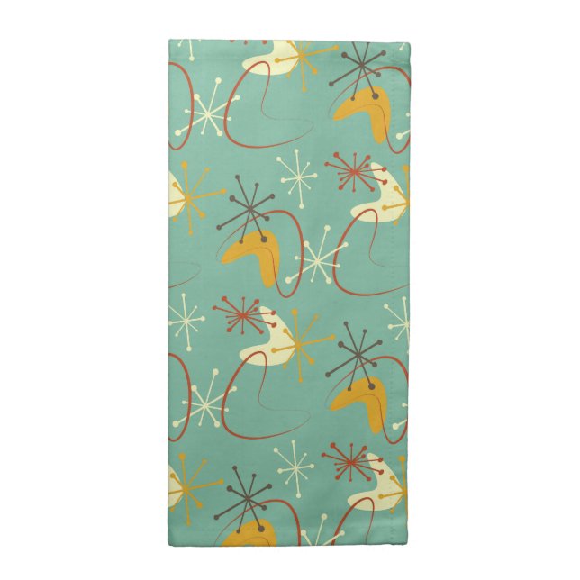 Mid Century Modern Atomic Starbursts Pattern  Cloth Napkin (Half Fold)