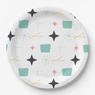 Mid Century Modern Atomic Stars Paper Plates