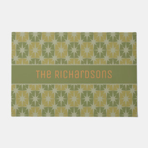 Mid Century Modern Atomic Stars Personalized Doormat