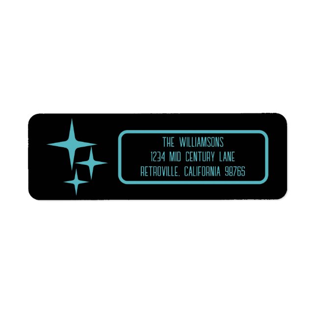 Mid Century Modern Atomic Stars Retro Minimalist Label (Front)
