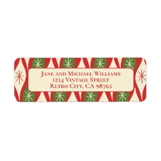 Mid Century Modern Atomic Stars Retro Vintage Xmas Label