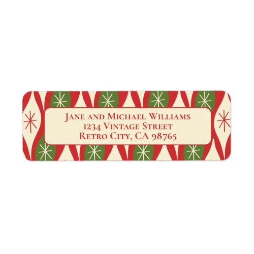 Mid Century Modern Atomic Stars Retro Vintage Xmas Label