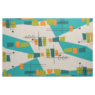 Mid-Century Modern Atomic Teal Abstract Placemat Fabric